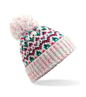 Unisex čiapka (Beechfield Blizzard Bobble Beanie) > biela (sherbet drip)
