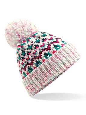 Unisex čiapka (Beechfield Blizzard Bobble Beanie) > biela (sherbet drip)