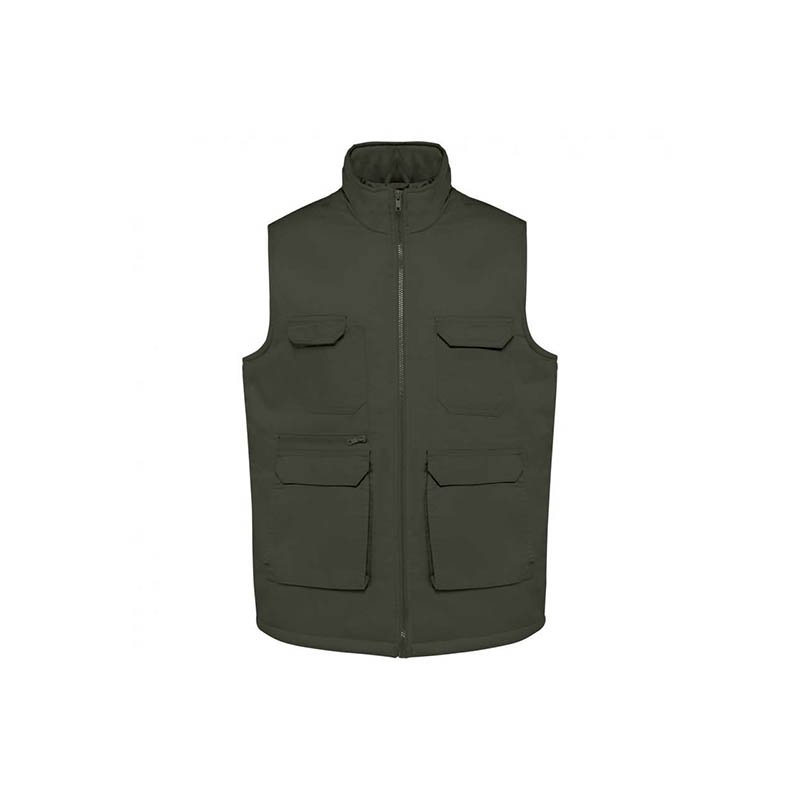 Unisex vesta (UNISEX PADDED MULTI-POCKET POLYCOTTON VEST) > zelená (dark khaki) > 2XL