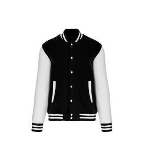 Unisex mikina (KARIBAN UNISEX TEDDY FLEECE JACKET) > čierna / biela > L