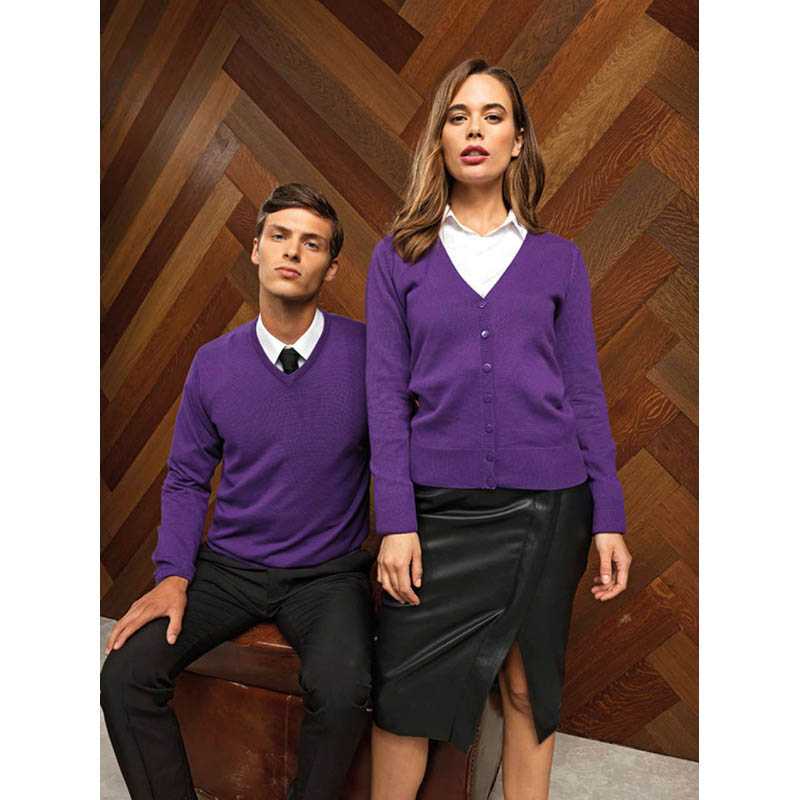 Pánsky sveter (PREMIER MENS V-NECK KNITTED SWEATER) > purpurová > 3XL