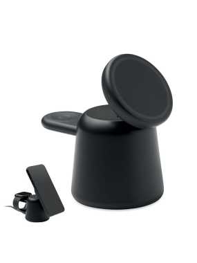 Bezdrôtová nabíjačka 15W, 3v1 > čierna