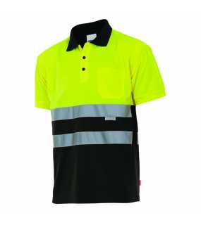 Pánska polokošeľa (VELILLA HV SS TWO-TONE POLO) > čierna / žltá (hi-vis) > 4XL
