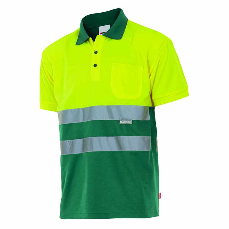 Pánska polokošeľa (VELILLA HV SS TWO-TONE POLO) > zelená / žltá (hi-vis) > L
