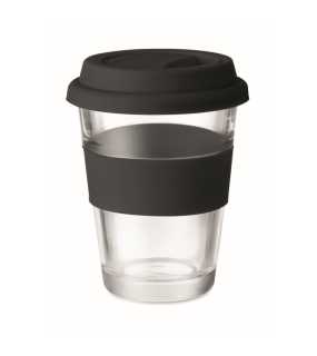 Sklenený pohár s viečkom > čierna