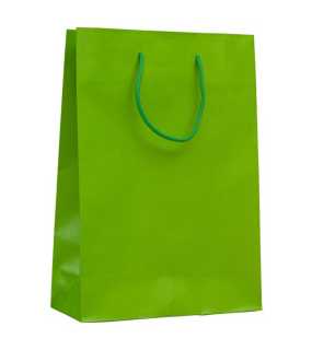 Darčeková papierová taška, šnúrkové uši > zelená (light) > L (24x10x34 cm)