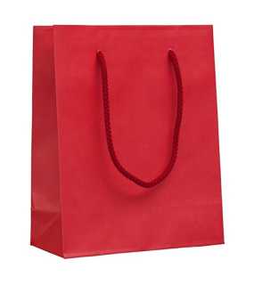 Darčeková papierová taška, šnúrkové uši > červená > M (18x8x22 cm)