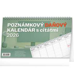 Stolový kalendár (Poznámkový daňový s citátmi 2026) - 25 x 14,5 cm