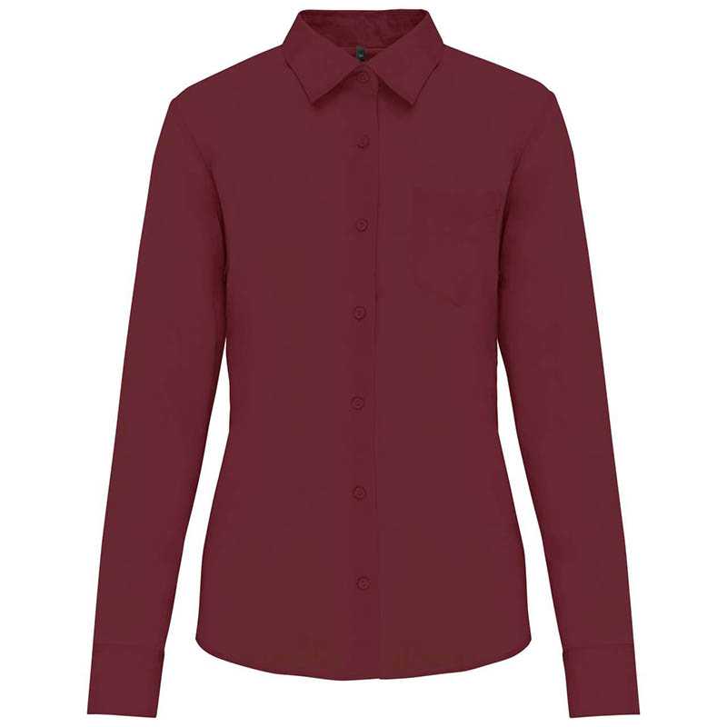Dámska košeľa (KARIBAN LADIES LONG SLEEVE SHIRT) > červená (wine) > 2XL