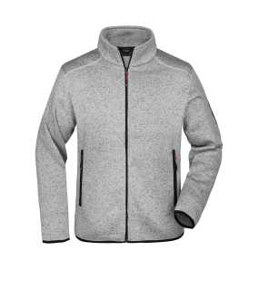 Pánska fleece bunda(J&N MEN'S KNITTED FLEECE JACKET)>šedá (light melange)/červená>M