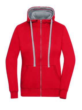 Dámska mikina (JN Ladies' Lifestyle Zip-Hoody) > červená / šedá (heather) > S