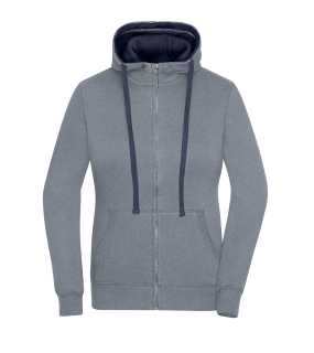 Dámska mikina (JN Ladies' Lifestyle Zip-Hoody) > šedá (melange) / modrá (navy) > S
