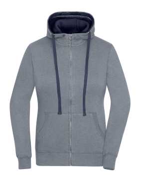 Dámska mikina (JN Ladies' Lifestyle Zip-Hoody) > šedá (melange) / modrá (navy) > S