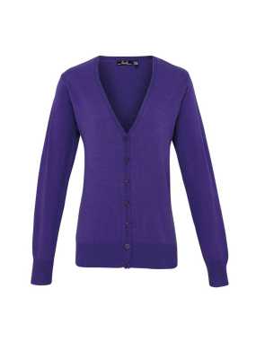 Dámsky sveter (PREMIER LADIES’ BUTTON THROUGH KNITTED CARDIGAN)>fialová (purple)>XS