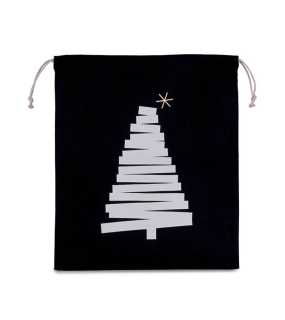 Vrecko so šnúrkami(Kimood COTTON BAG WITH CHRISTMAS TREE DESIGN)>čierna