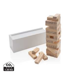 FSC skladacia veža z drevených kvádrov v krabičke > biela
