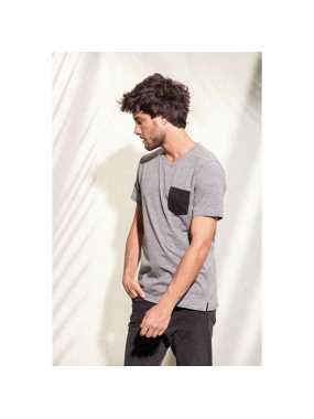 Pánske tričko (Kariban"ORGANIC COTTON T-SHIRT WITH POCKET")>šedá (heather) / čierna>M