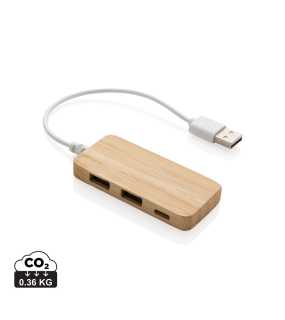 Bambusový USB hub s USB C > hnedá