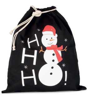 Vrecko so šnúrkami (Kimood COTTON BAG WITH SNOWMAN DESIGN AND DRAWCORD CLOSURE) > čierna