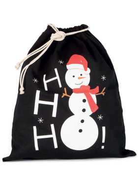 Vrecko so šnúrkami (Kimood COTTON BAG WITH SNOWMAN DESIGN AND DRAWCORD CLOSURE) > čierna