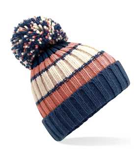 Unisex čiapka (Beechfield Hygge Striped Beanie) > ružová / modrá (marshmallow sundae)