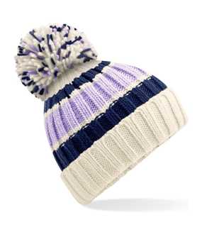 Unisex čiapka (Beechfield Hygge Striped Beanie) > fialová (blueberry) / modrá