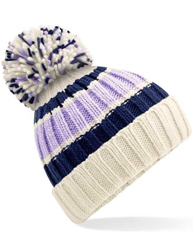 Unisex čiapka (Beechfield Hygge Striped Beanie) > fialová (blueberry) / modrá