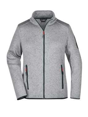 Dámska fleece bunda(J&N LADIES' KNITTED FLEECE JACKET)>šedá (light melange)/červená>M