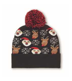 Vianočná vzorovaná čiapka > čierna