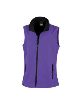 Dámska softshell vesta(RESULT LADIES PRINTABLE SOFTSHELL BODYWARMER)>purpurová/čierna>S