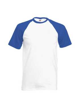 Pánske tričko (FRUIT OF THE LOOM Short Sleeve Baseball T)>biela / modrá (royal)>XL