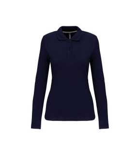 Dámska polokošeľa ( Kariban Ladies Long Sleeve Pique Polo Shirt )>modrá (navy)>L