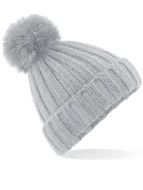 Unisex čiapka (Beechfield Verbier Faux Fur Pop Pom Chunky Beanie) > šedá (light)