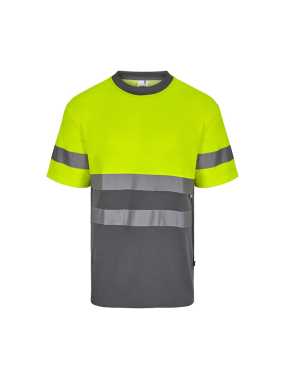 Pánske tričko (VELILLA HV TWO-TONE SHORT SLEEVE COTTON T-SHIRT)>šedá / žltá (hi-vis)>5XL