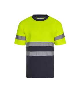 Pánske tričko(VELILLA HV TWO-TONE SHORT SLEEVE COTTON T-SHIRT)>modrá(navy)/žltá(hi-vis)>S