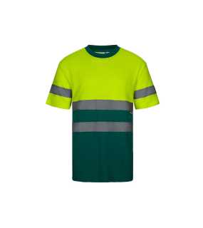 Pánske tričko (VELILLA HV TWO-TONE SHORT SLEEVE COTTON T-SHIRT)>zelená / žltá (hi-vis)>3XL