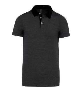 Pánska polokošeľa(Kariban"MEN'S TWO-TONE JERSEY POLO SHIRT")>šedá(heather grey)/čierna>L