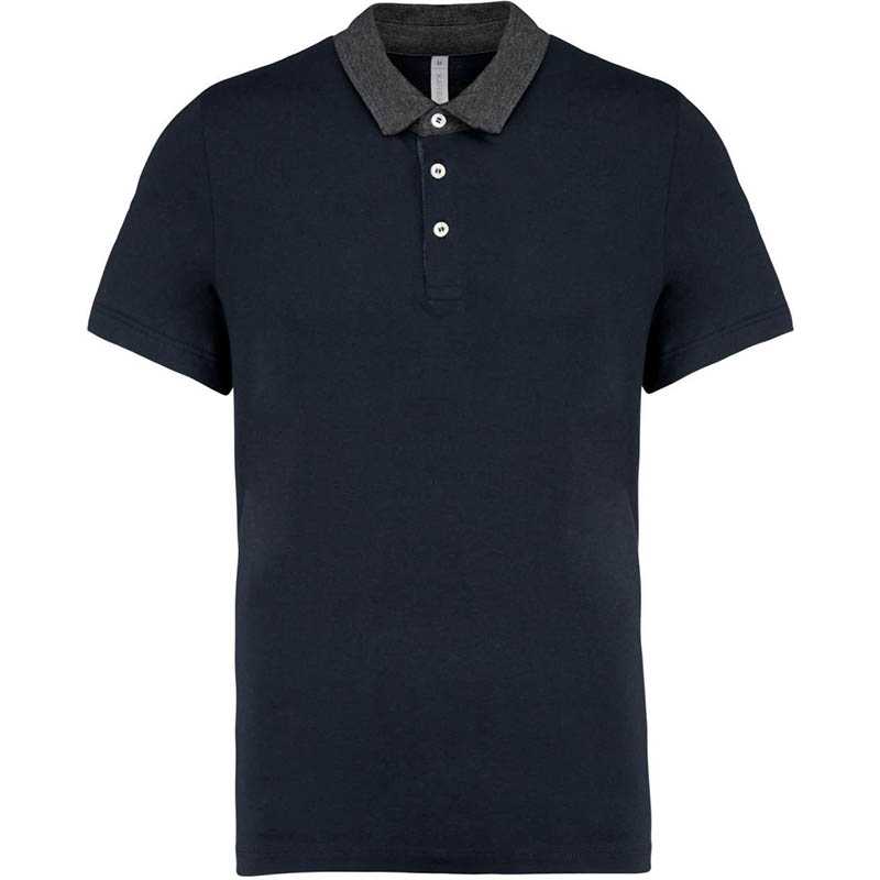Pánska polokošeľa(Kariban"MEN'S TWO-TONE JERSEY POLO")>modrá(navy)/šedá(dark heather)>2XL