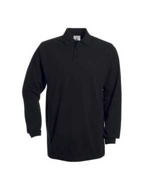 Unisex polokošeľa (B&C HEAVYMILL LSL) > čierna > M