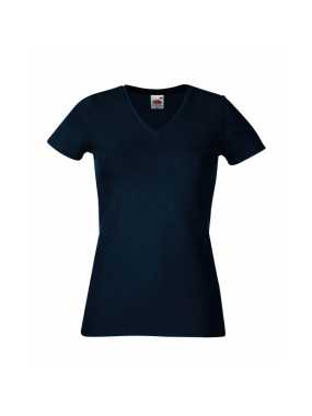 Dámske tričko (FRUIT OF THE LOOM Lady-Fit V-Neck T) > modrá (deep navy) > 2XL