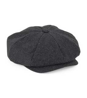 Unisex šiltovka (Beechfield Melton Wool Baker Boy Cap) > šedá (charcoal marl) > S/M