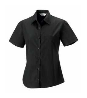Dámska košeľa(Short Sleeve Pure Cotton Easy Care Poplin RUSSELL) > čierna > 3XL
