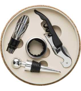 Korková sada – otvárak a príslušenstvo k vínu > hnedá