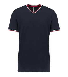 Pánska polokošeľa(Kariban"MEN'S PIQUÉ KNIT V-NEK T-SHIRT")>modrá(navy)/červená/biela>L