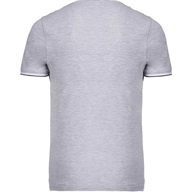 Pánska polokošeľa(Kariban"MEN'S PIQUÉ V-NEK T-SHIRT)>šedá(oxford)/modrá(navy)/biela>XL