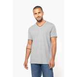Pánske tričko (Kariban"MEN'S PIQUÉ KNIT V-NEK T-SHIRT")>modrá(navy)/červená/biela>L