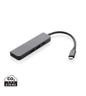 Hub s HDMI vstupom Terra z RCS recykl. hliníka > šedá