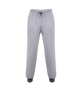 Unisex tepláky (Front Row JOGGERS WITH STRIPED CUFFS) > šedá (heather) / modrá (navy) > S