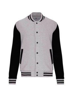 Detská mikina (KARIBAN KIDS TEDDY FLEECE JACKET) > šedá (oxford) / čierna > 12/14