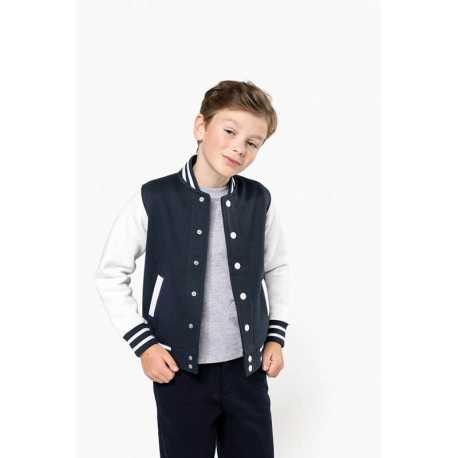 Detská mikina (KARIBAN KIDS TEDDY FLEECE JACKET) > modrá (navy) / biela > 10/12